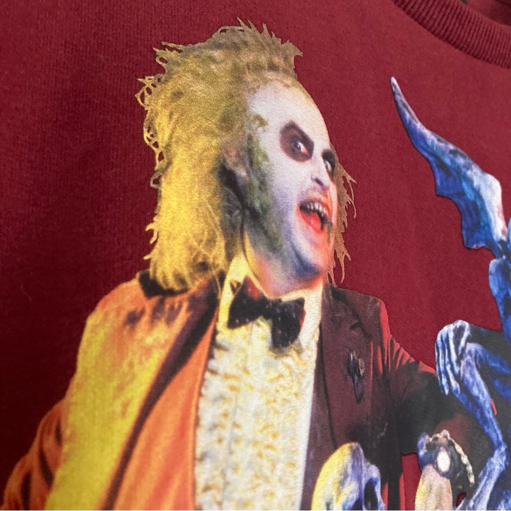 Cakeworthy x Beetlejuice Crewneck Burgundy Pullover Graphic Sweatshirt - Picture 4 of 10